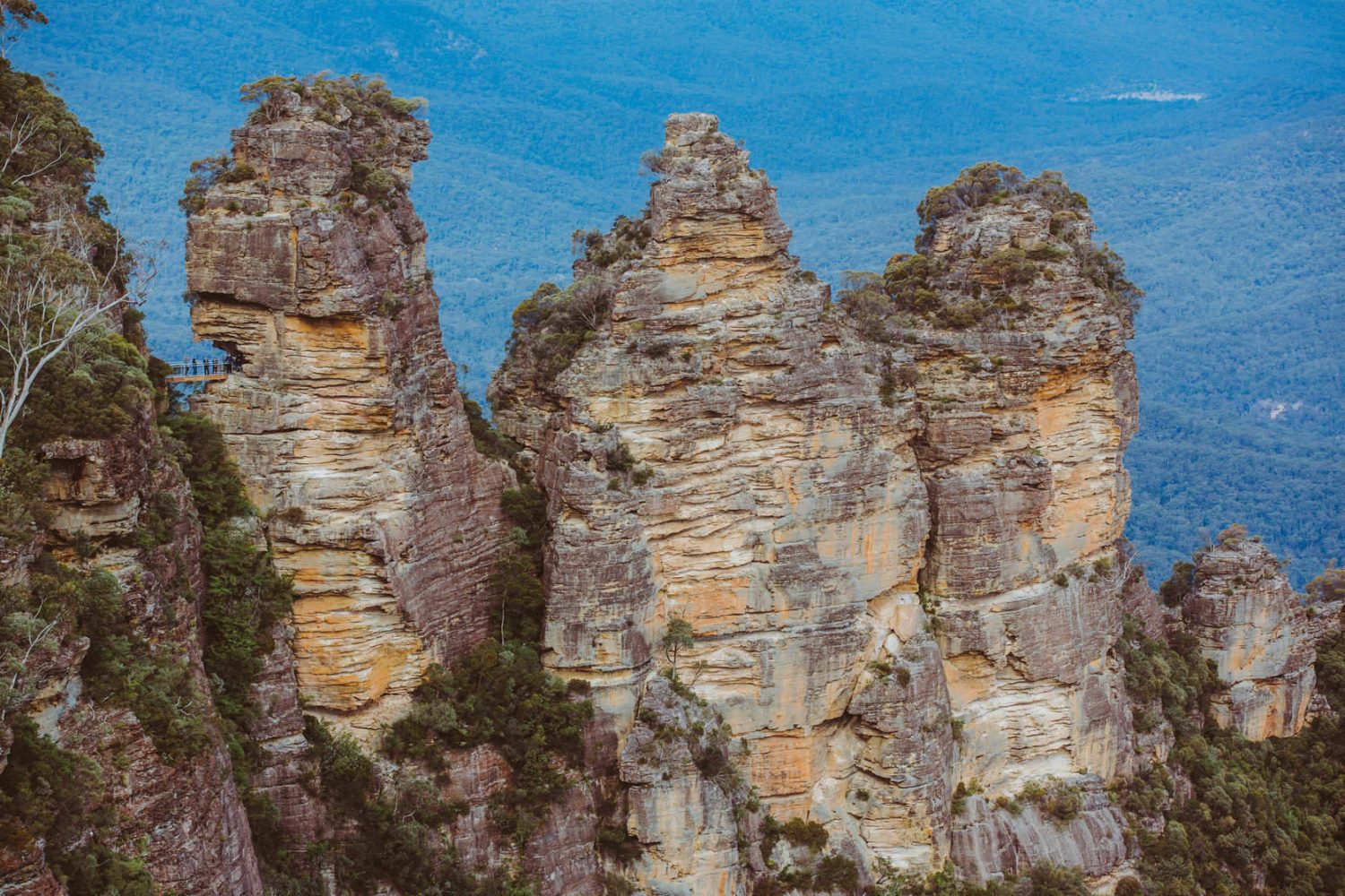 3 Sisters Blue Mountains Australien Blue Mountains die Felsformation Three Sisters aus der Luft